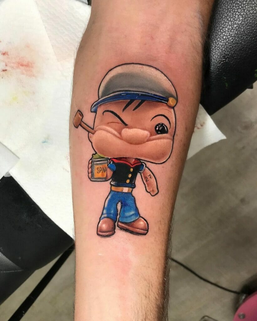 Cute Funko Pop Popeye The Sailor Man Tattoo
