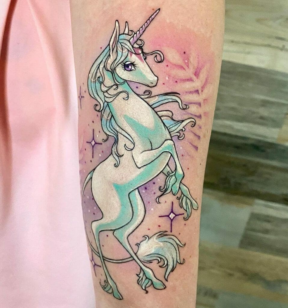 Cute Unicorn Upper Arm Tattoo Idea