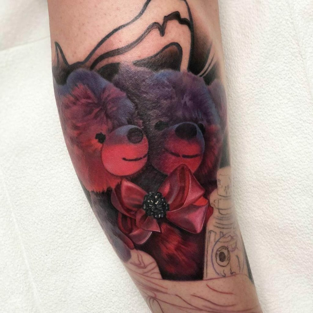 Cute and Creepy Two-Headed Teddy Bear Tattoo