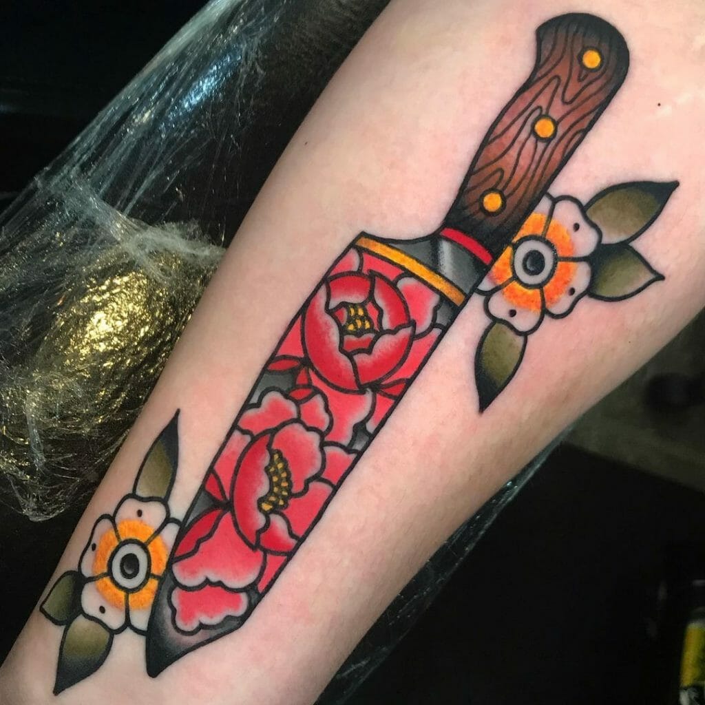 Dagger With Rose Tattoo design