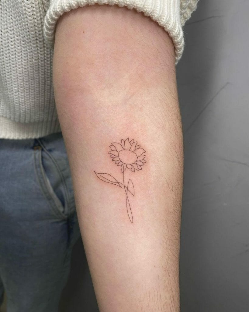 Dainty Forearm Sunflower Tattoo Design