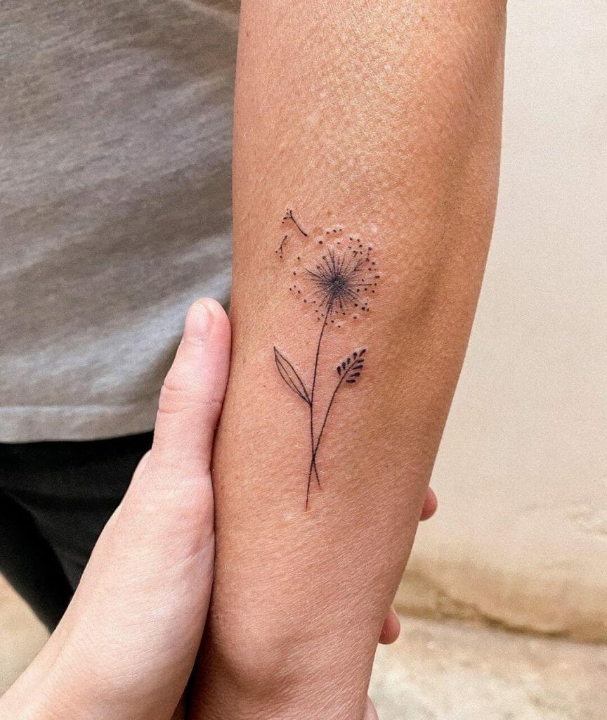 Dandelion Tattoo On Back Forearm