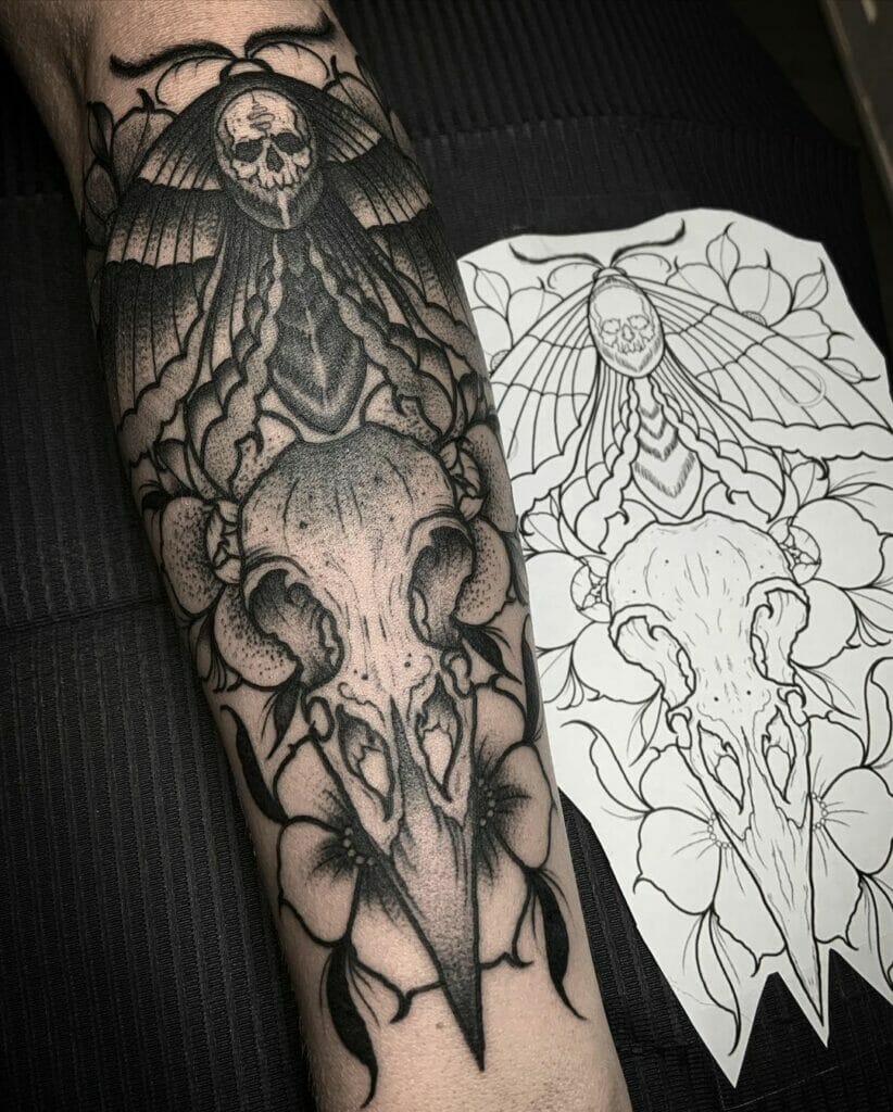 Dark Raven Skull Tattoo