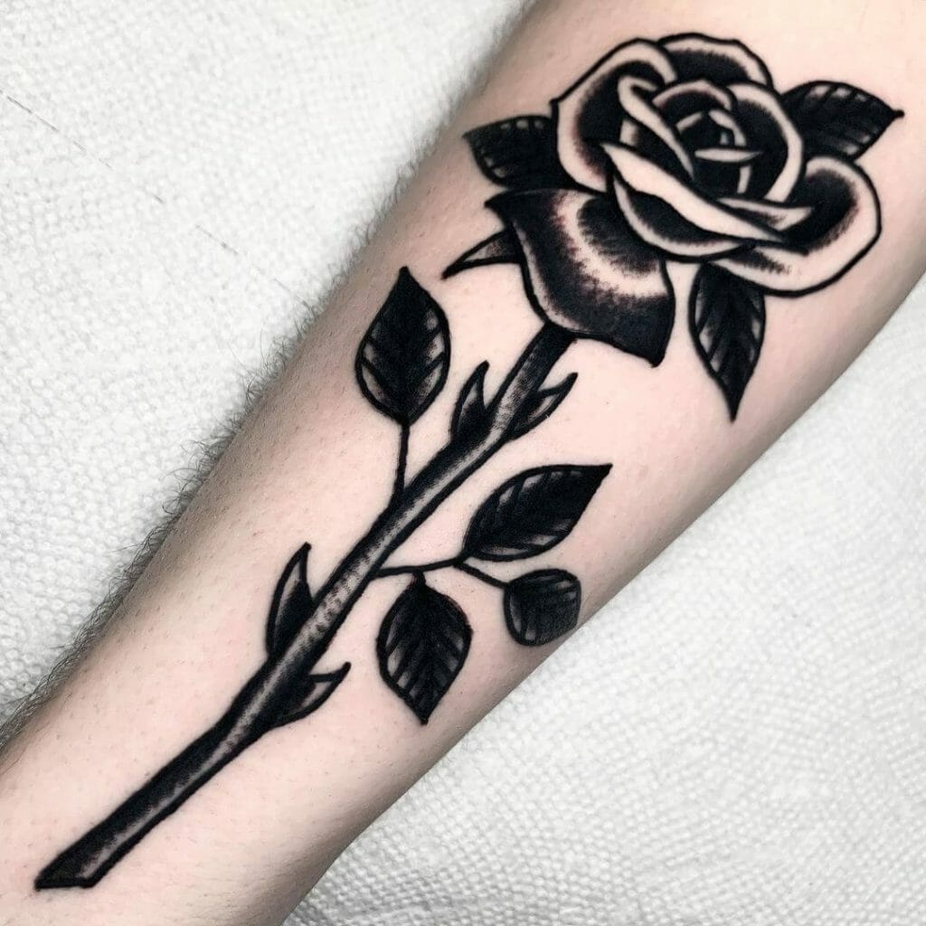 Dark Themed Black Rose Tattoo On The Hands