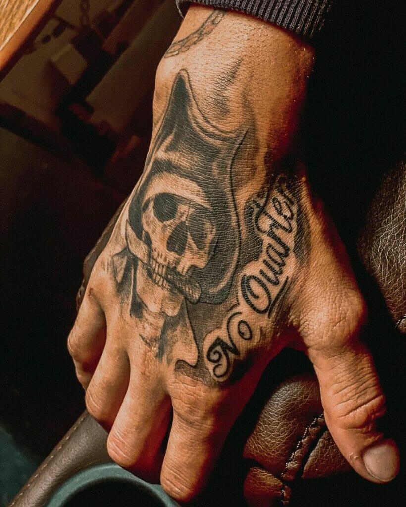 Dead Pirate Skull Hand Tattoo