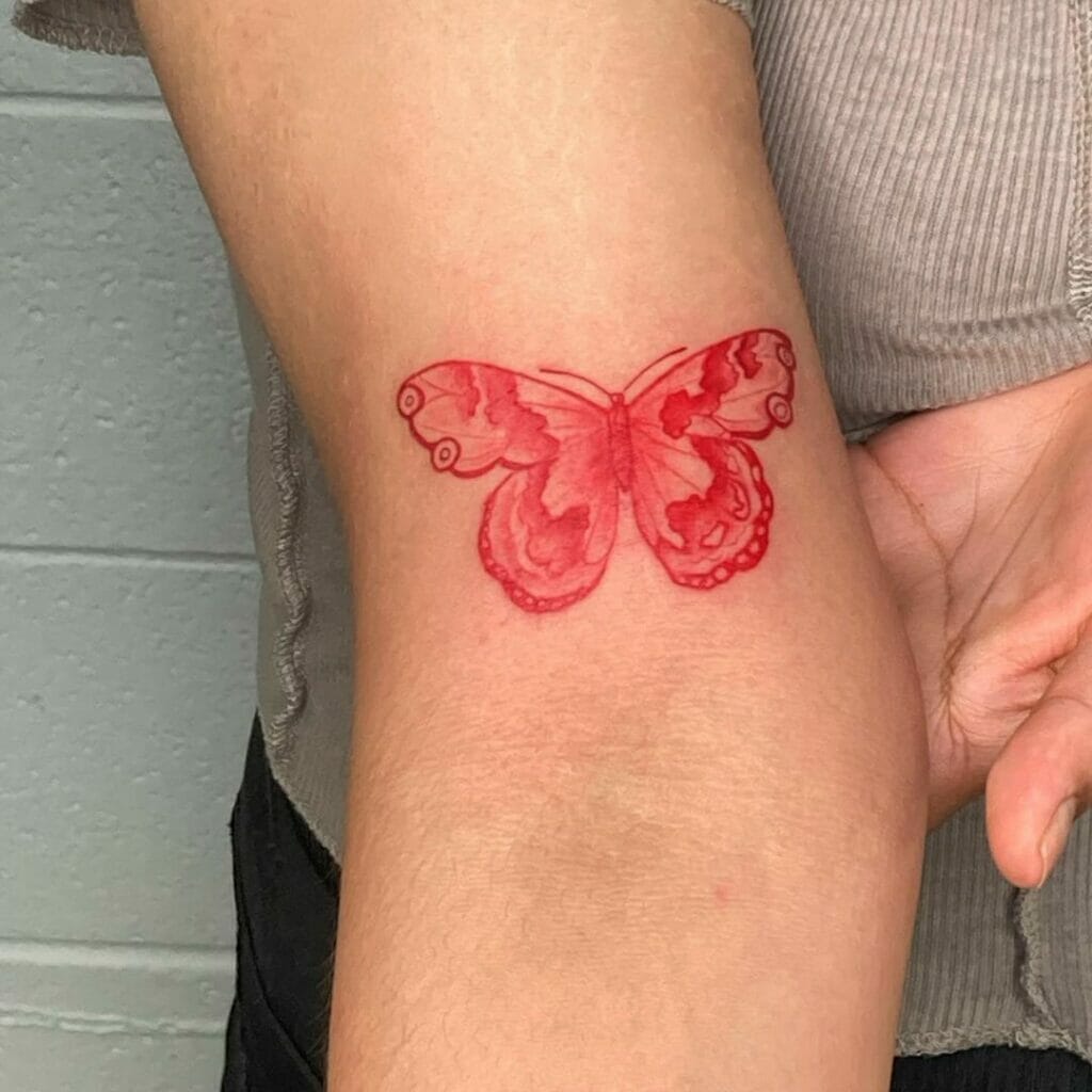 Deep Red Butterfly Tattoo