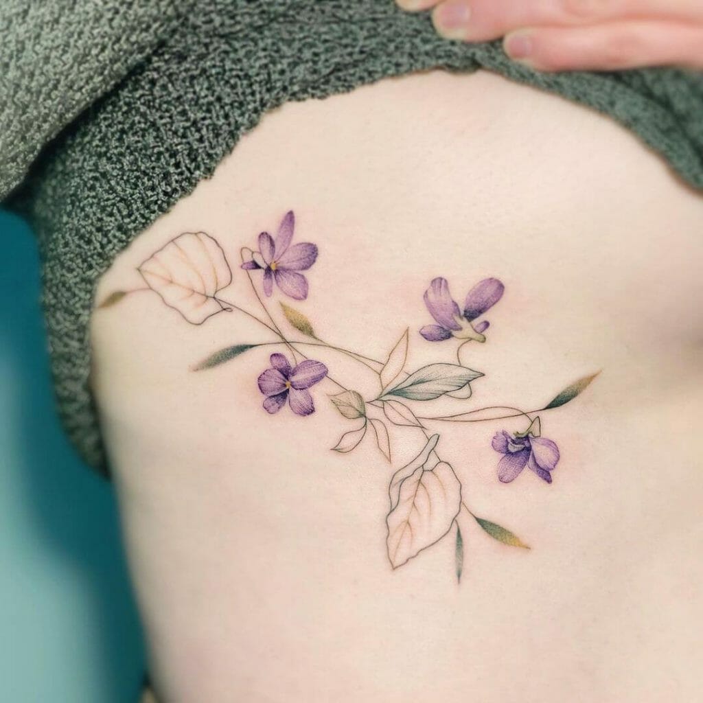Delicate Violet Flower Tattoo