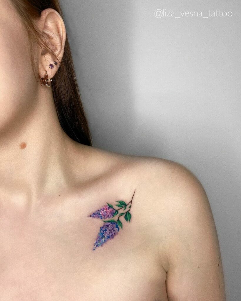 Double Lilac Flower Tattoo