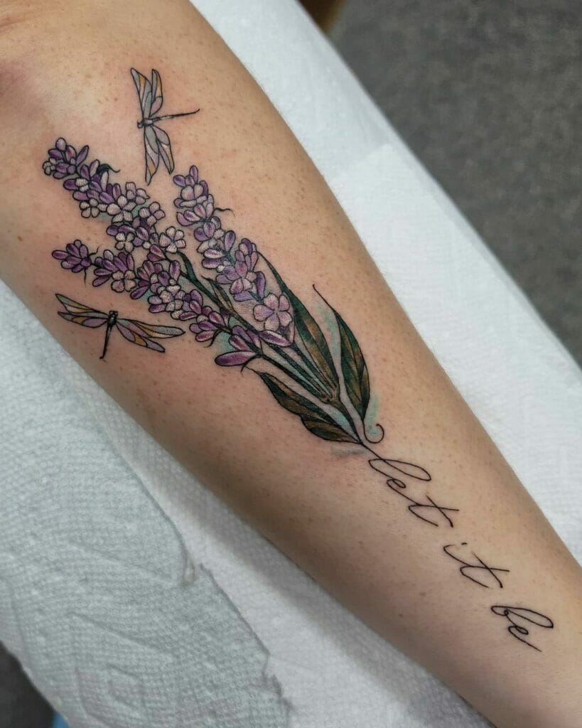 Dragonfly Lavender Let It Be Tattoo