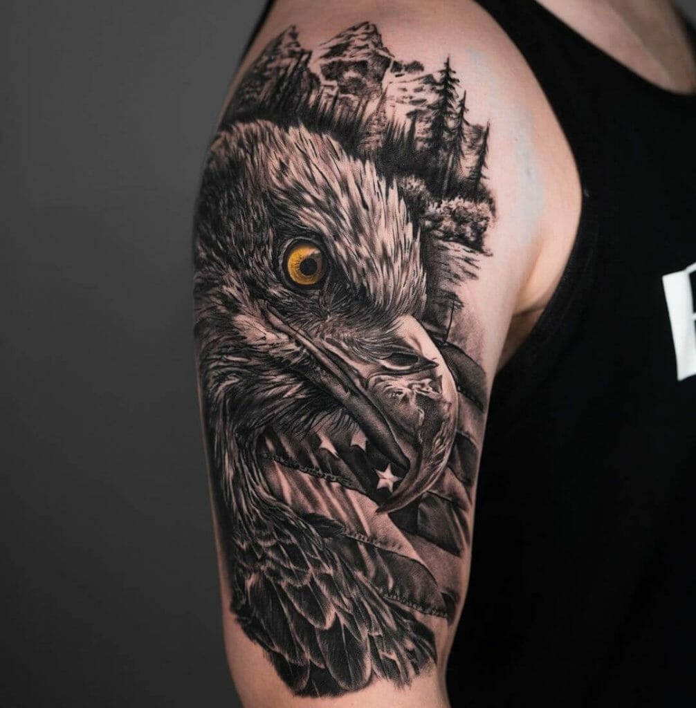 Eagle And The American Flag Army Tattoo