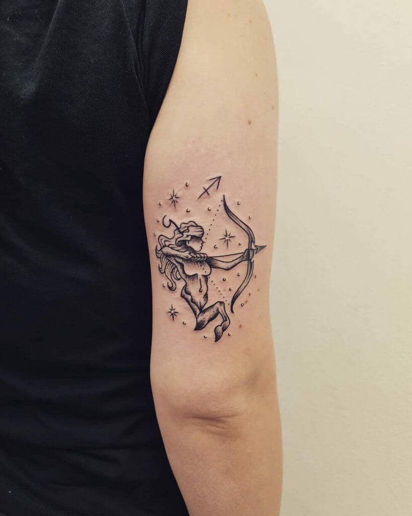Female Archer Tattoo For Sagittarius Women