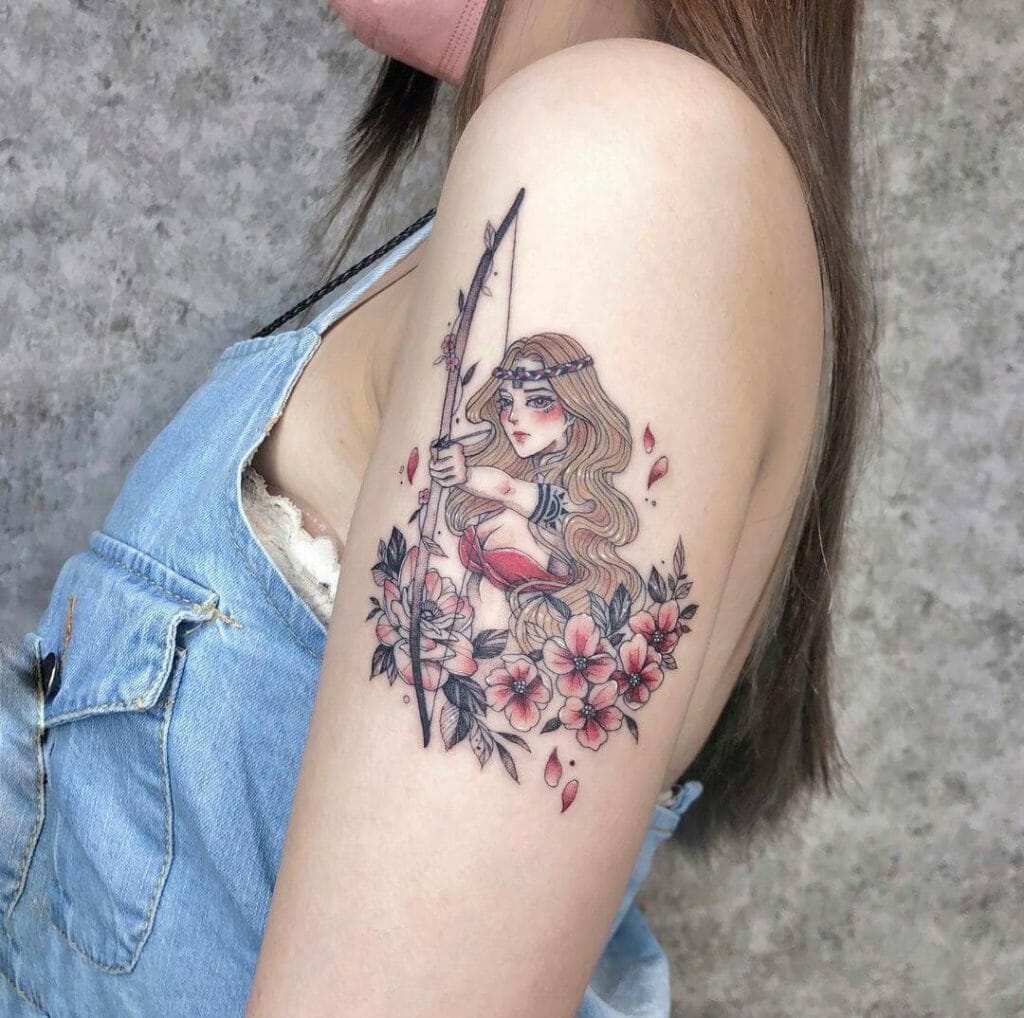 Female Archer Tattoos For Sagittarius Women