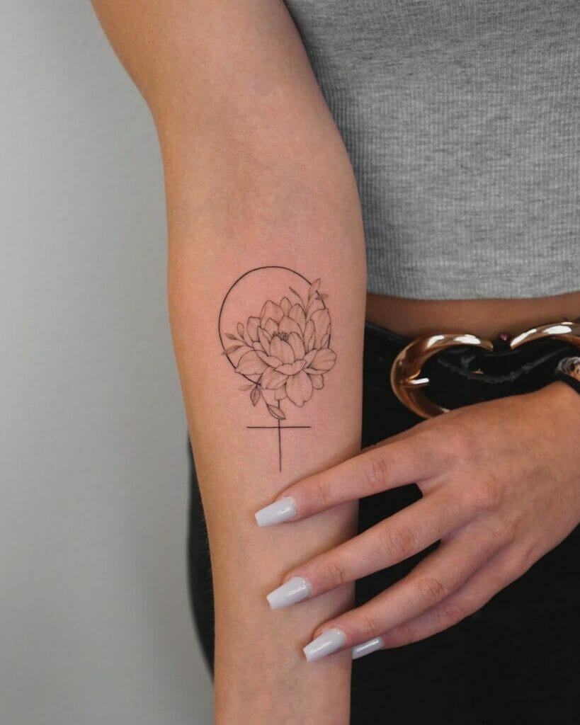 Feminine Arm Lotus Flower Tattoo