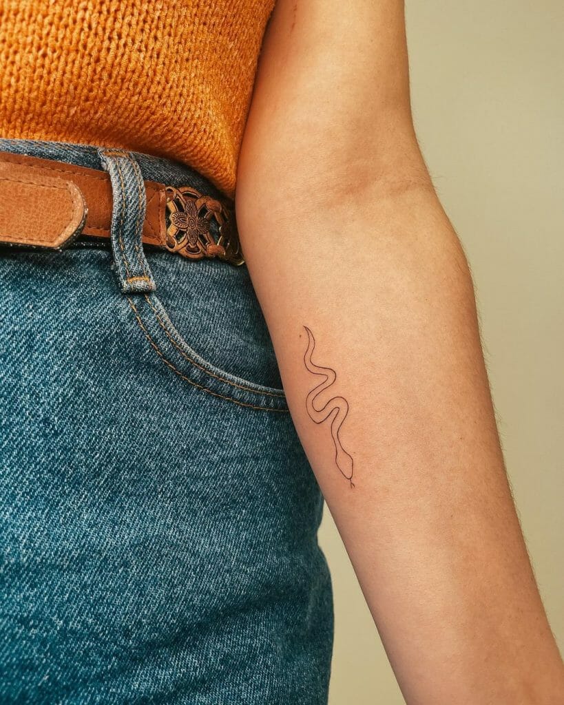 Fine Line Minimal Small Snake Tattoo