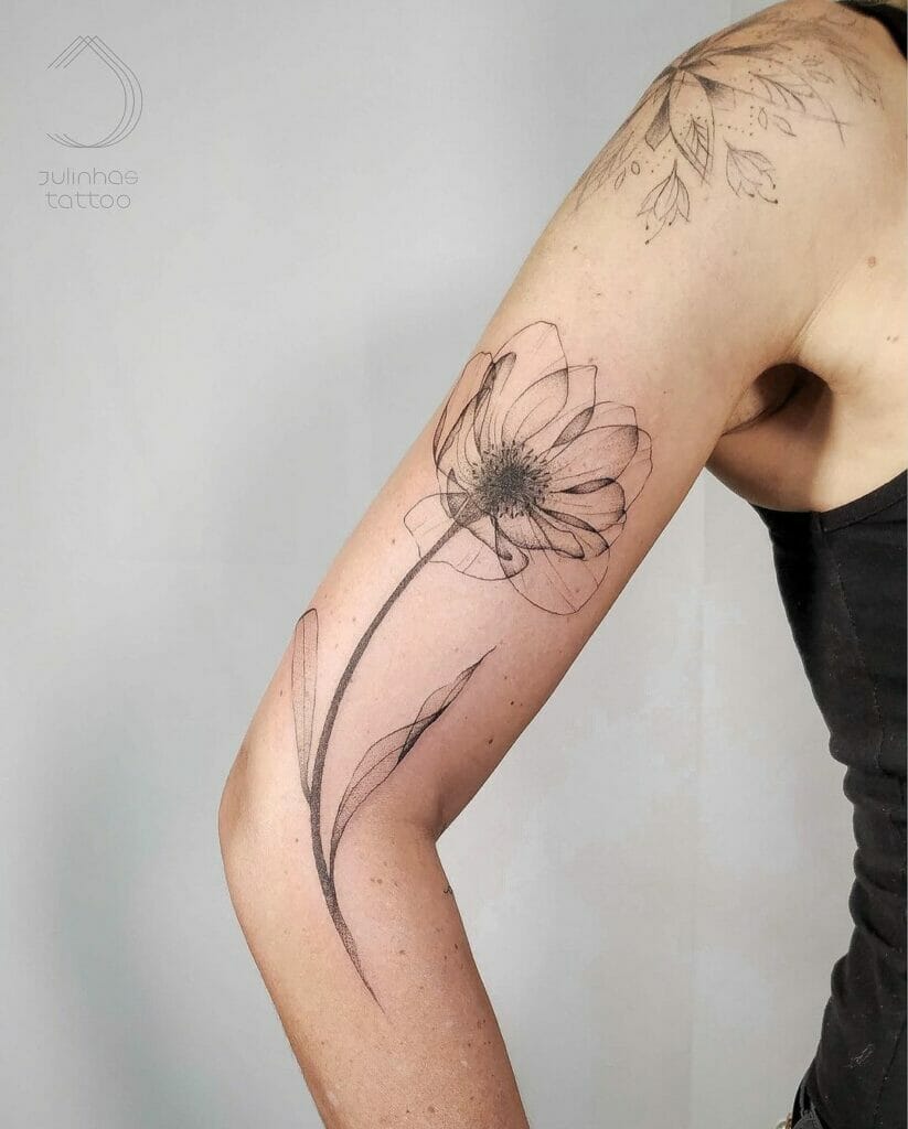 Fine Line Poppy Flower Tattoo