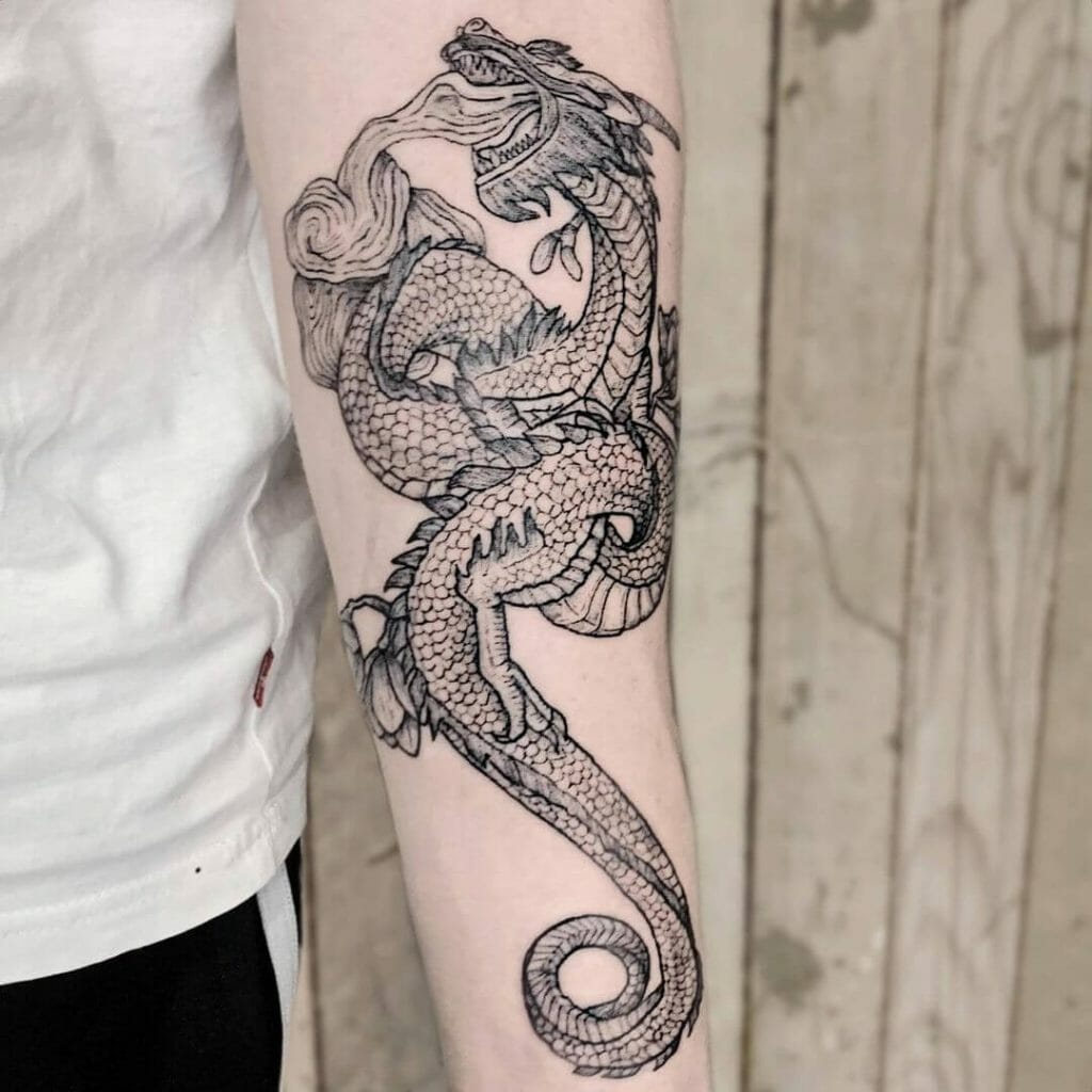 Fire-Breathing Japanese Dragon Tattoo