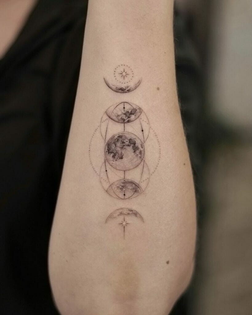Five Moon Phase Tattoos Design