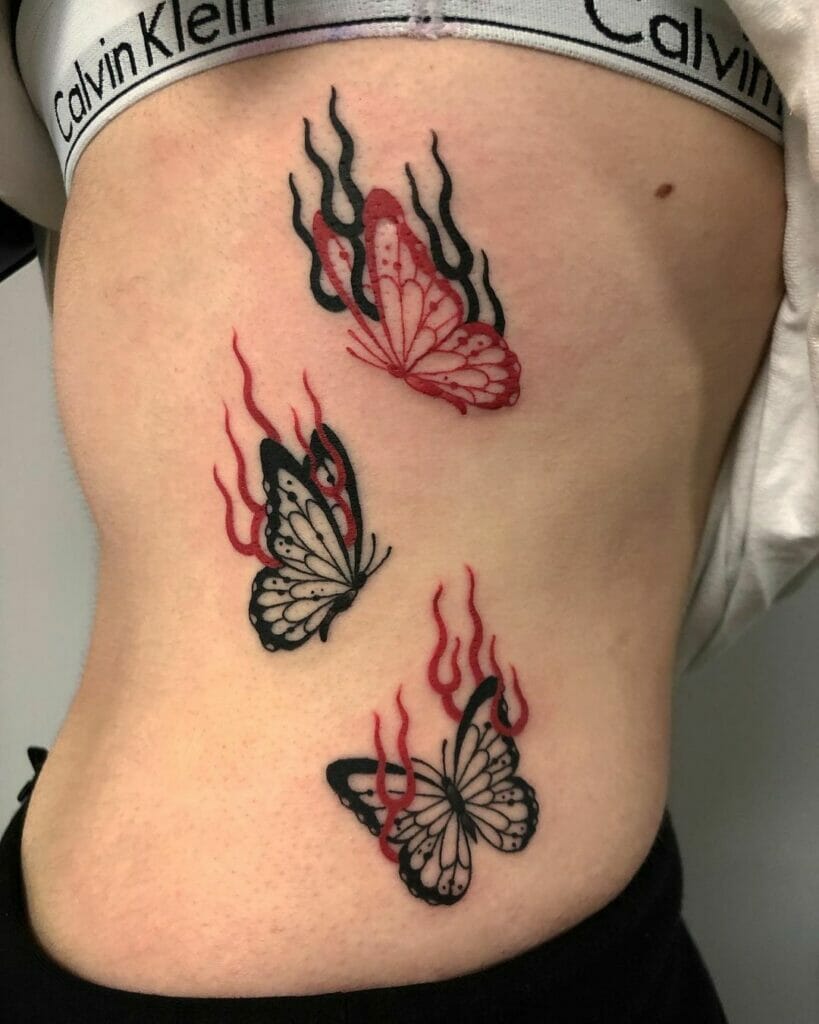 Flaming Red Butterfly Tattoo
