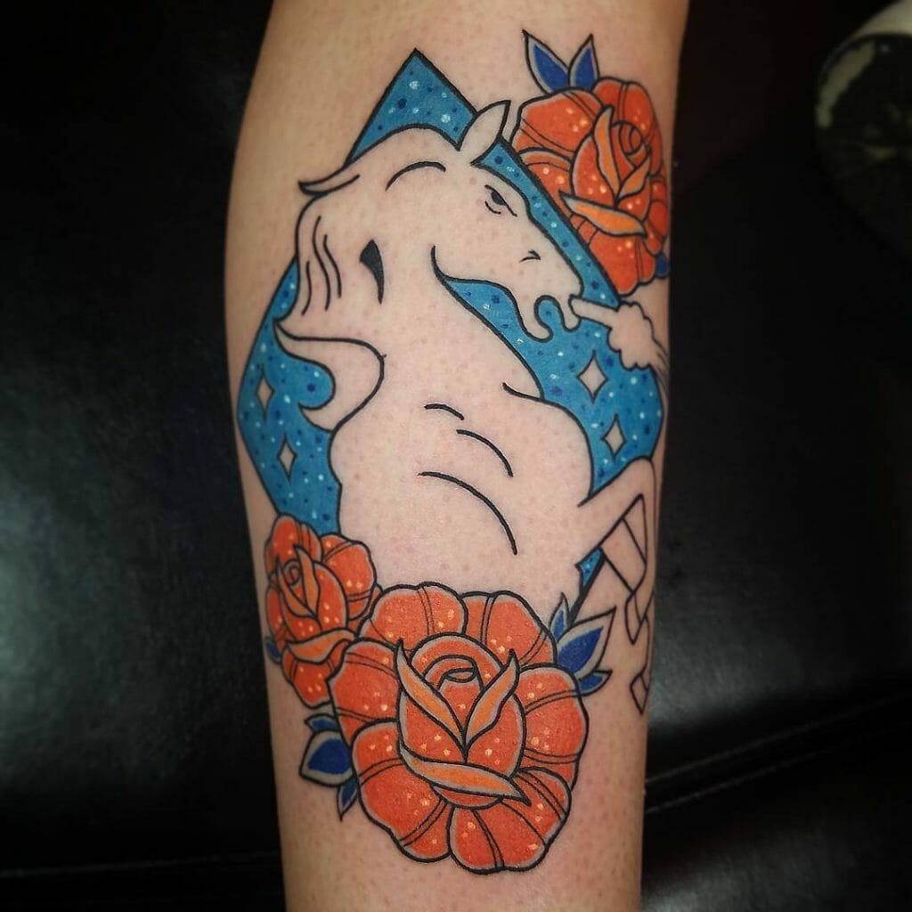 Floral Denver Broncos Tattoo