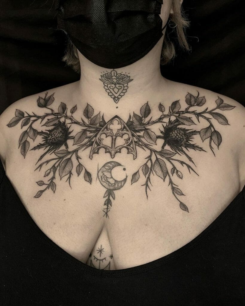 Floral Gothic Witch Tattoos