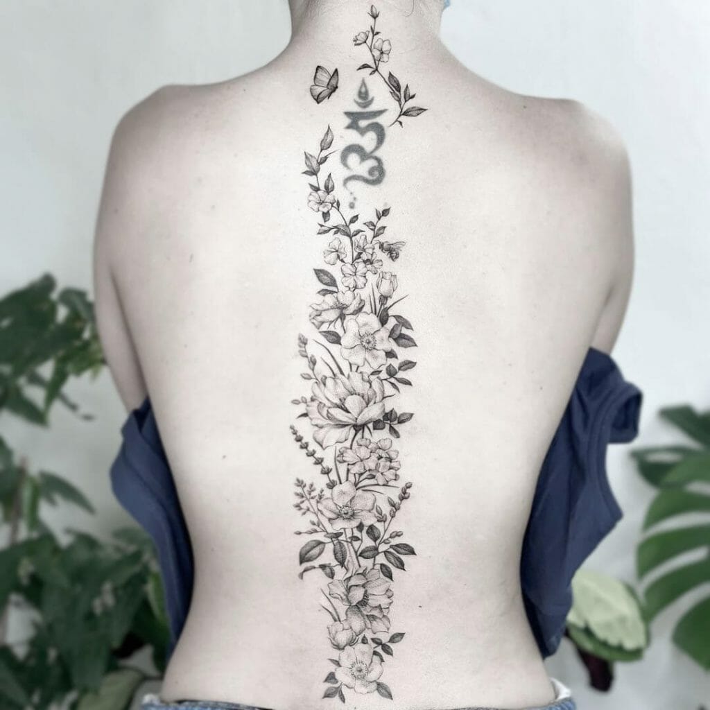 Floral Spine Tattoos
