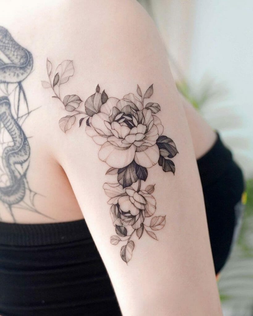 Floral Upper Arm Tattoo Design