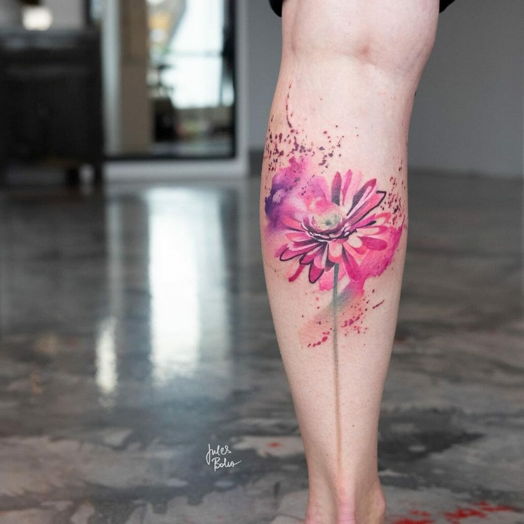 Flower Paint Brush Stroke Tattoo