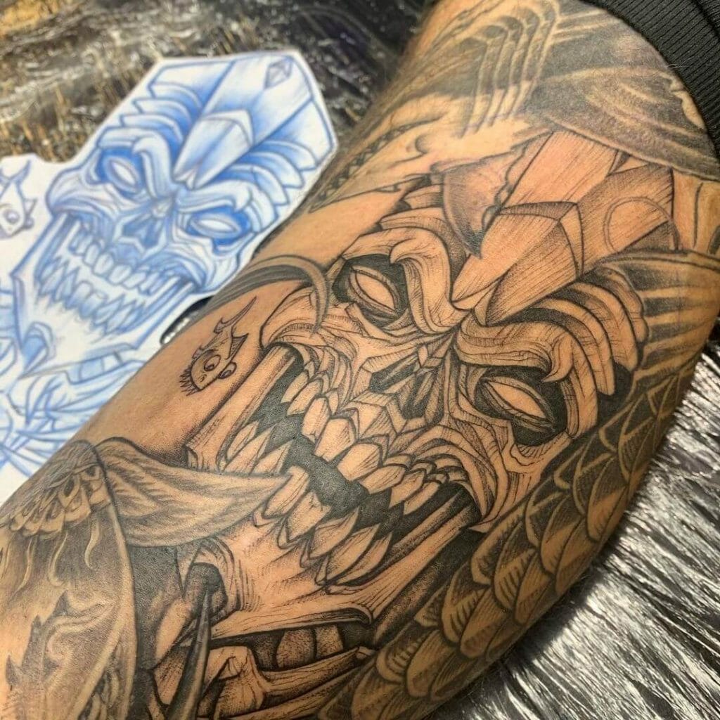 Freaky Tiki Tattoo With Skull