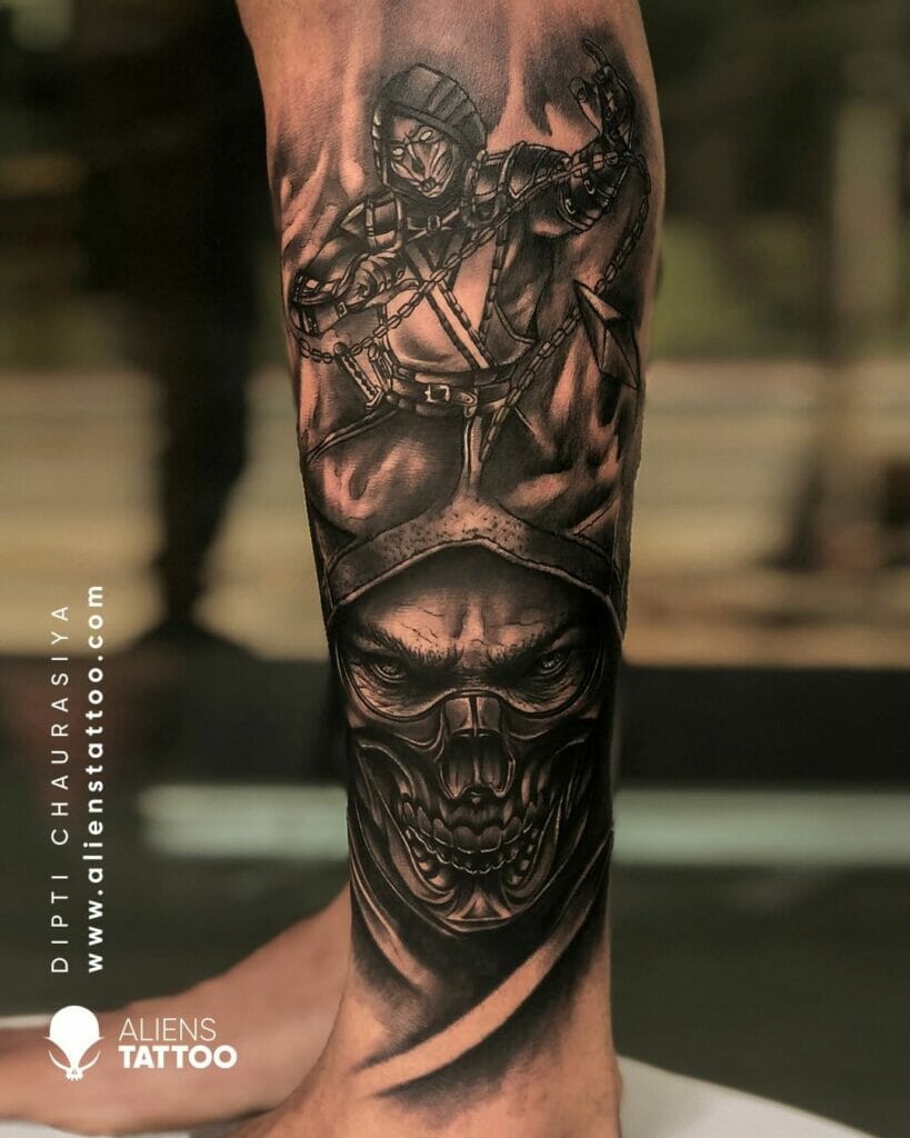 Full Arm Mortal Kombat Tattoo