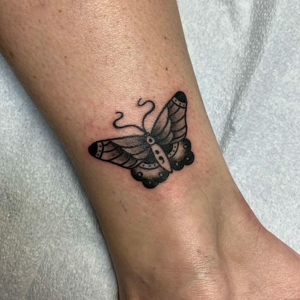 Full Semicolon Butterfly Tattoo Idea