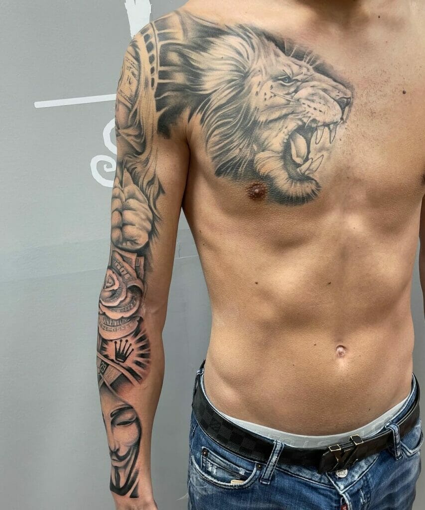 Full Sleeve Lion Tattoo