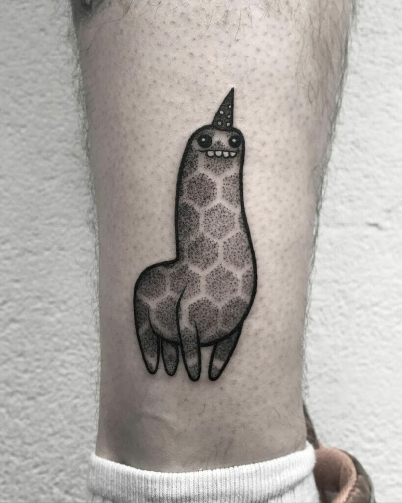 Funny Dotwork Llama Tattoo