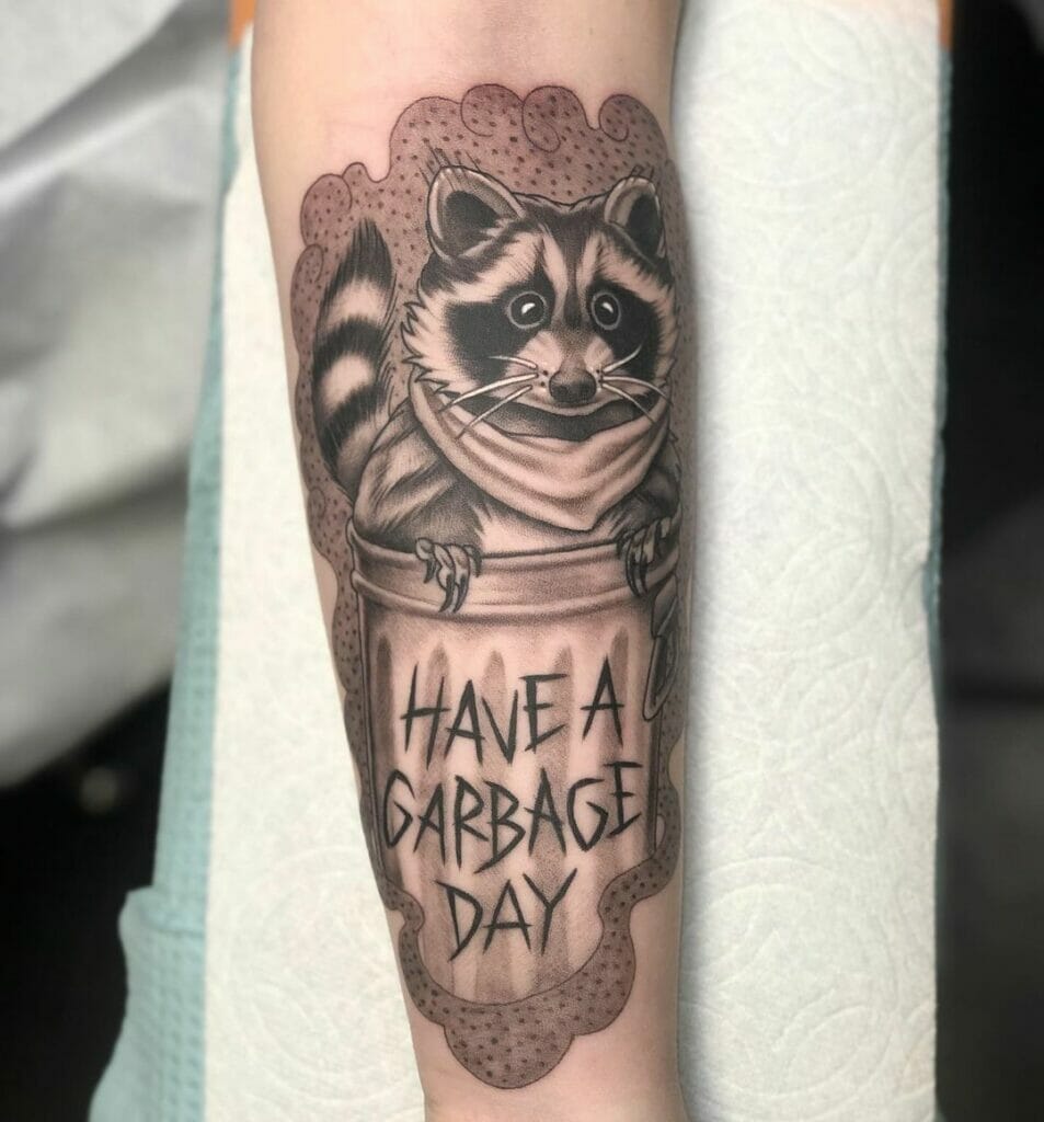 Funny Raccoon Tattoos With Hilarious Phrases