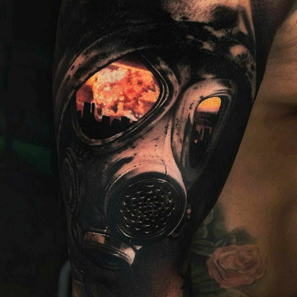 Gas Mask Reflection Tattoo
