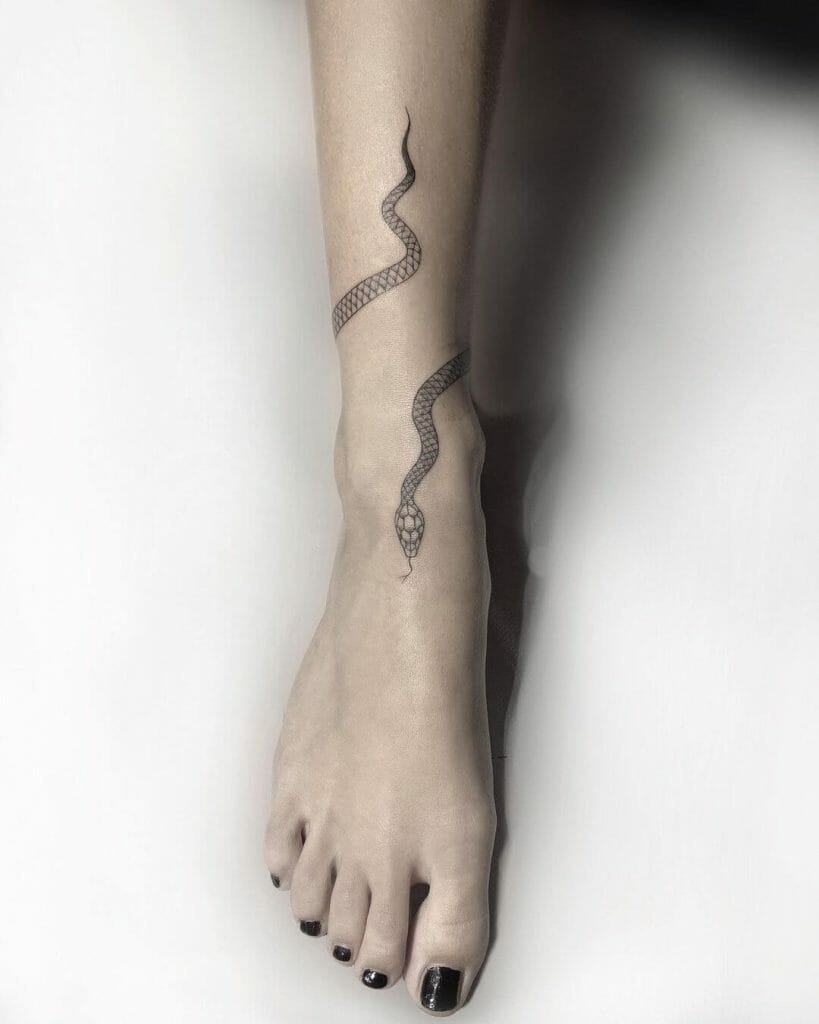 Geometric Anklet Snake Tattoo