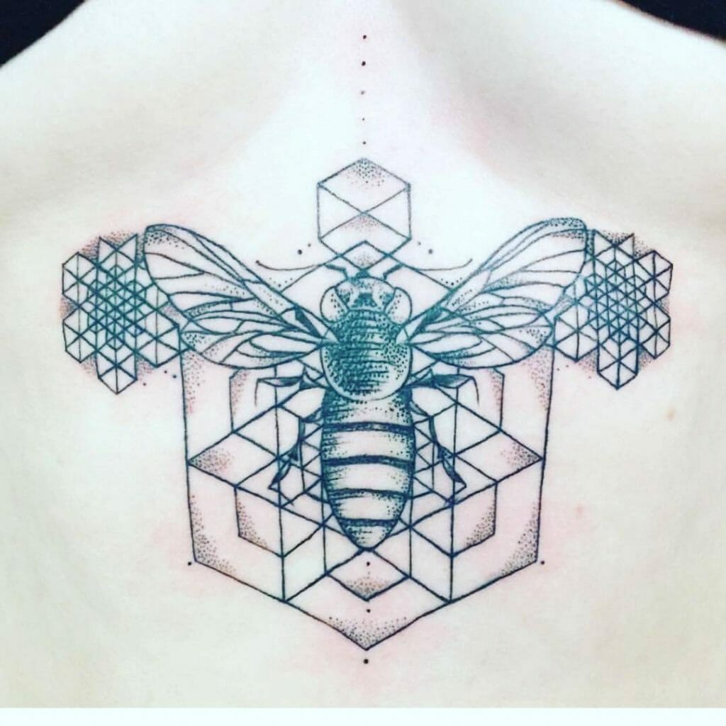 Geometric Bee Hive Tattoo