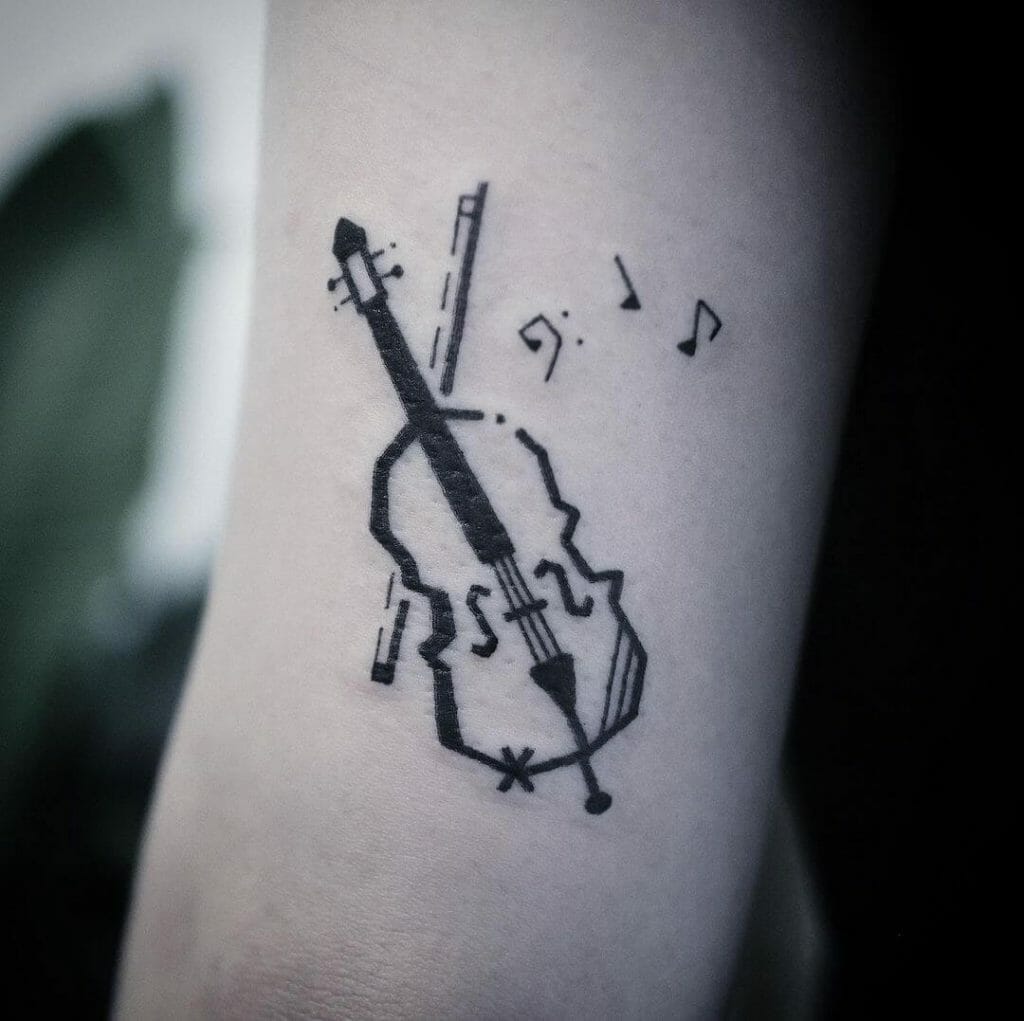 Geometric Blackwork Cello Tattoo