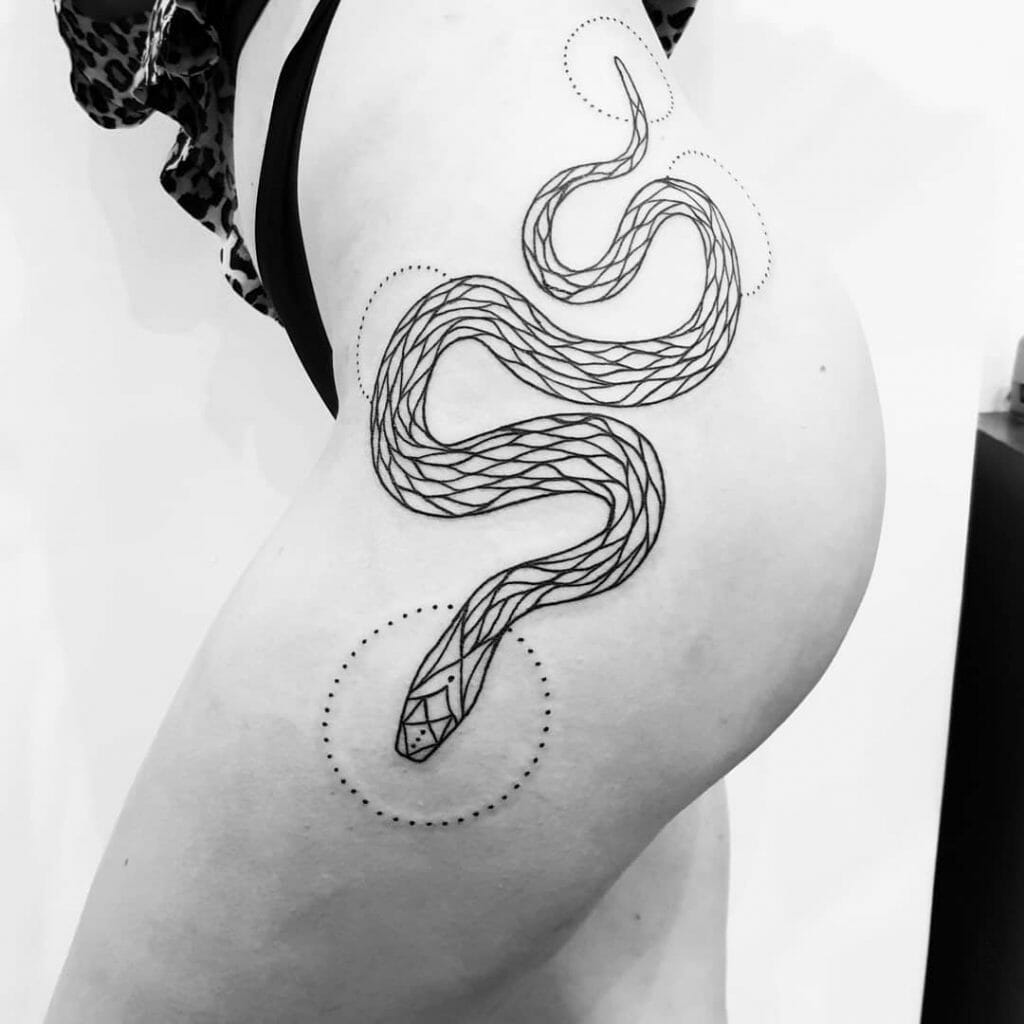 Geometric Hip Snake Tattoo