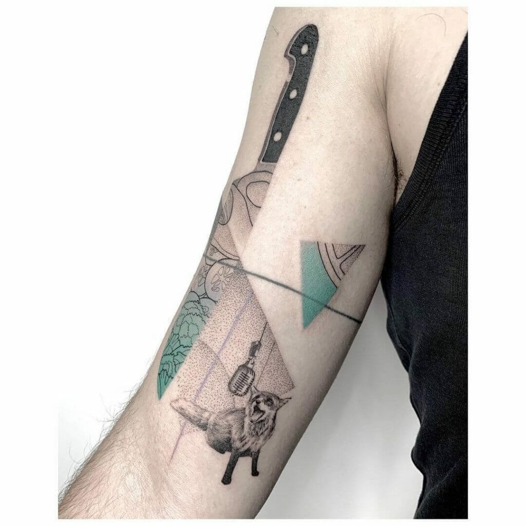 Geometric Knife Collage Tattoo