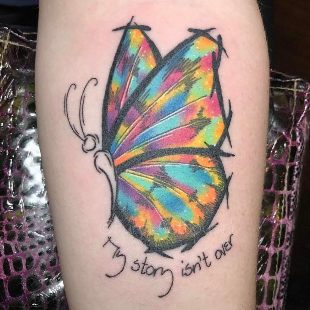 Geometric Semicolon Butterfly Tattoo Idea
