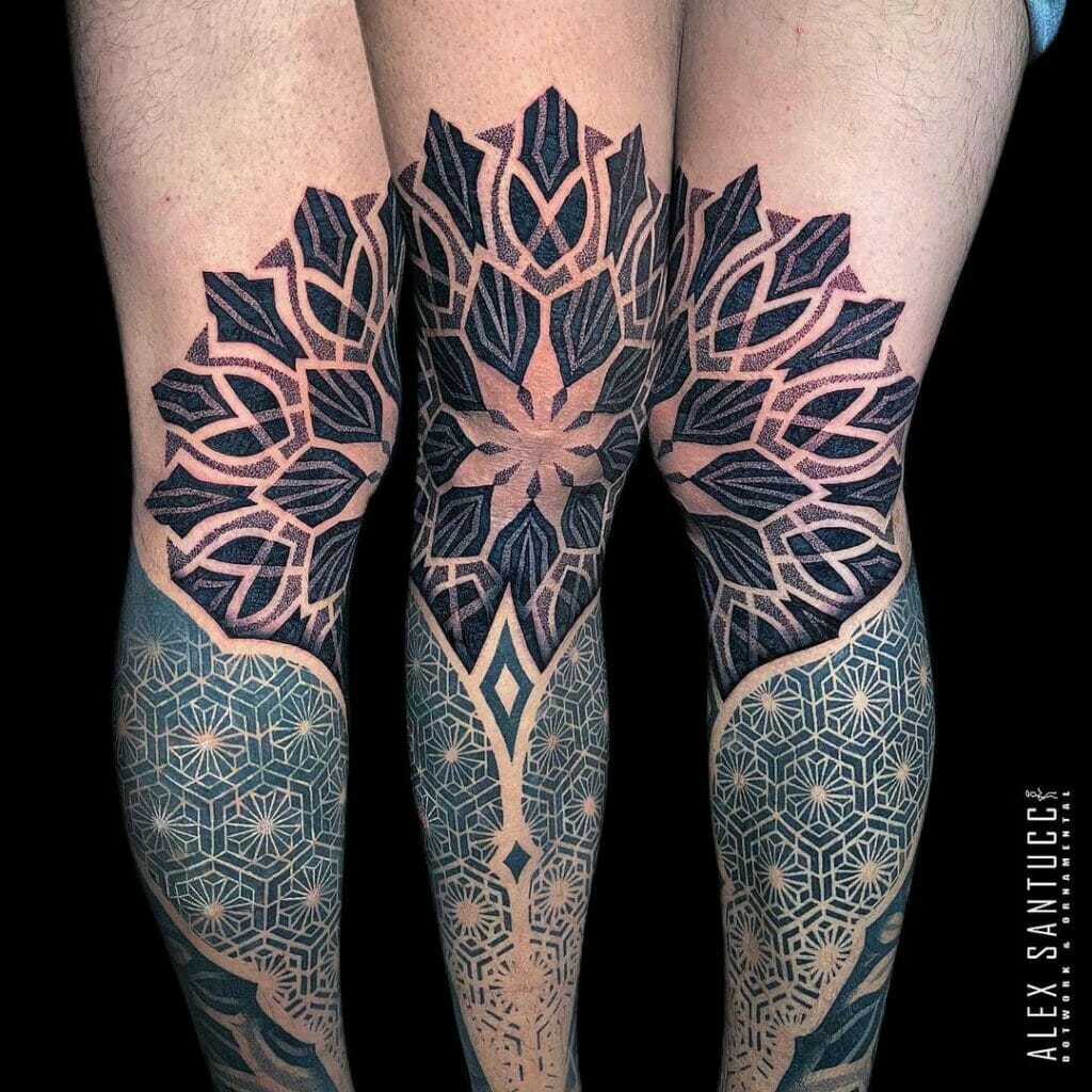 Geometrical Lower Leg Sleeve Tattoo