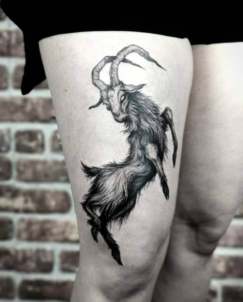 Goat With A Baphomet Head Tattoo