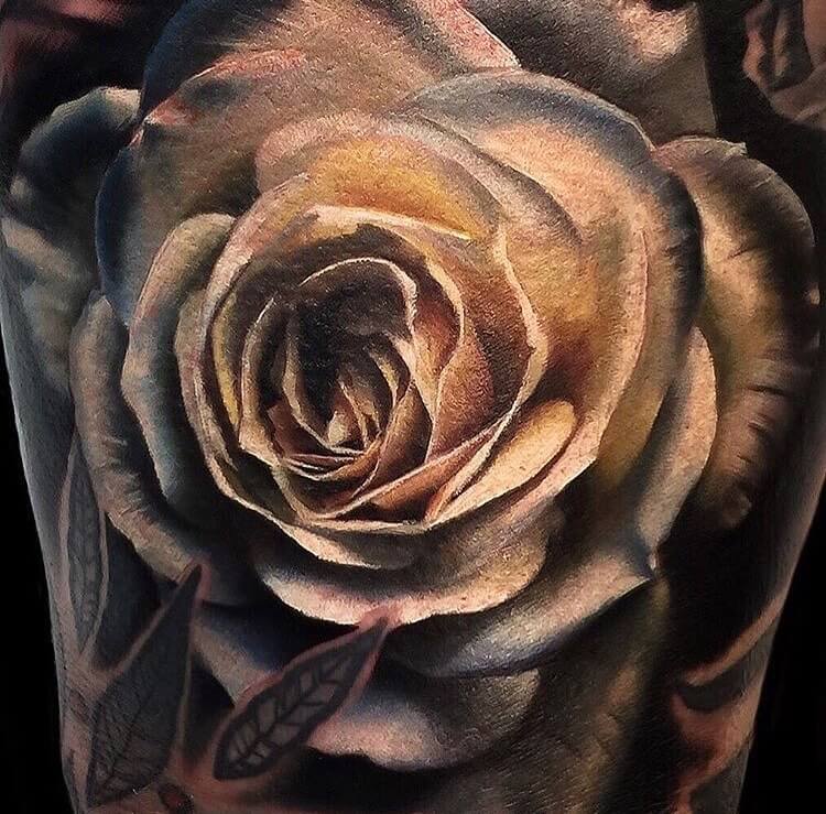 Golden White Rose Tattoo