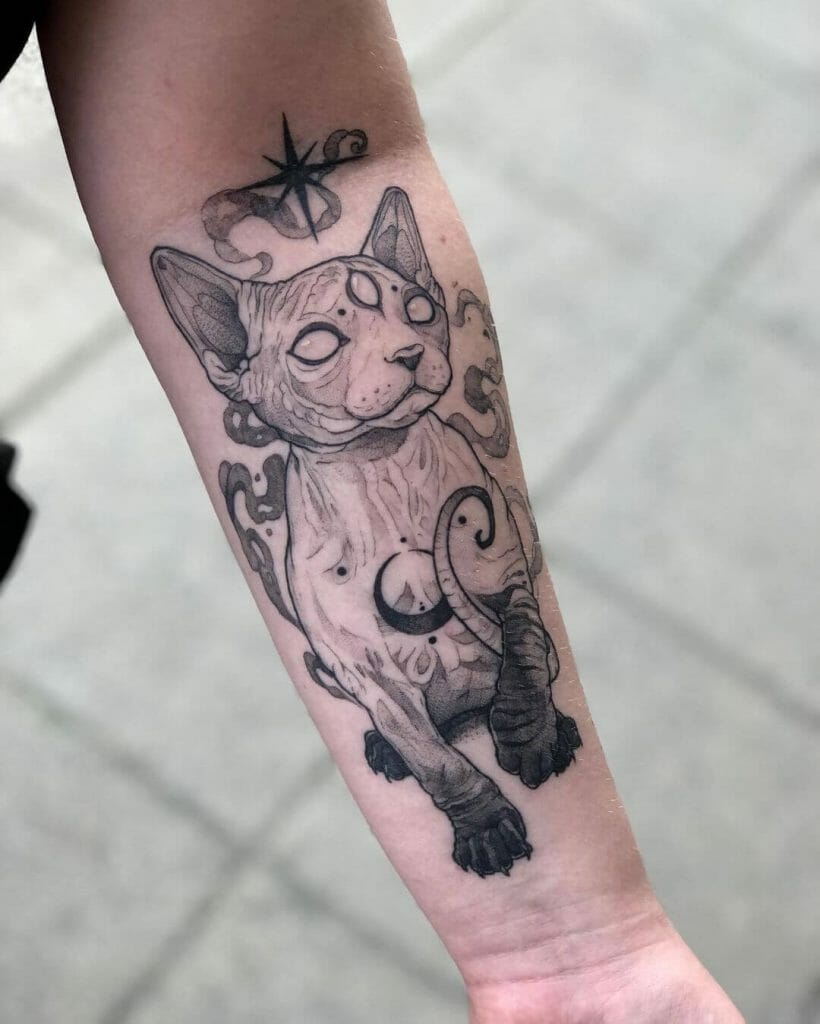 Goth Magic Sphynx Cat Tattoo