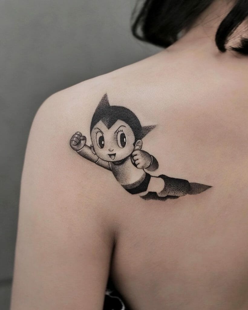 Grainy Shoulder Astro Boy Tattoo
