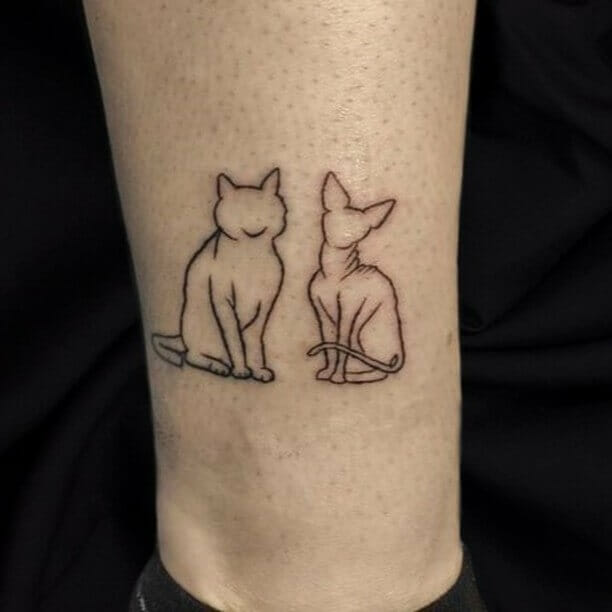Graphic Sphynx Cat Hand Tattoo