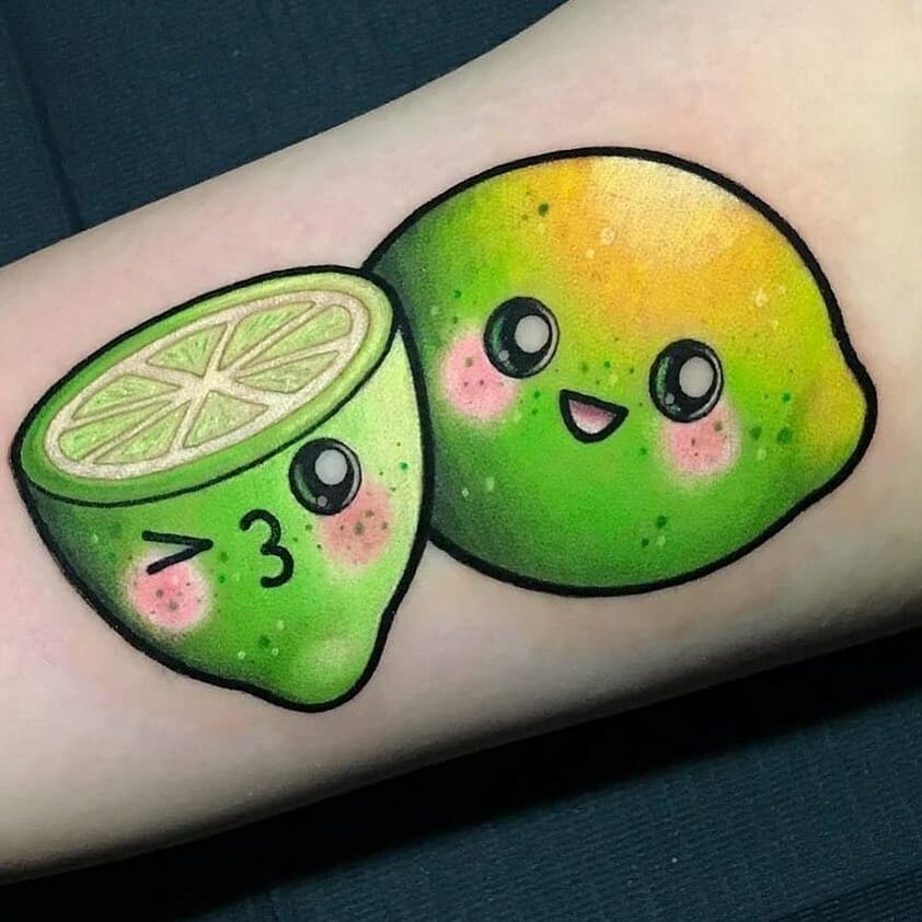 Green Cartoon Lemon Tattoo