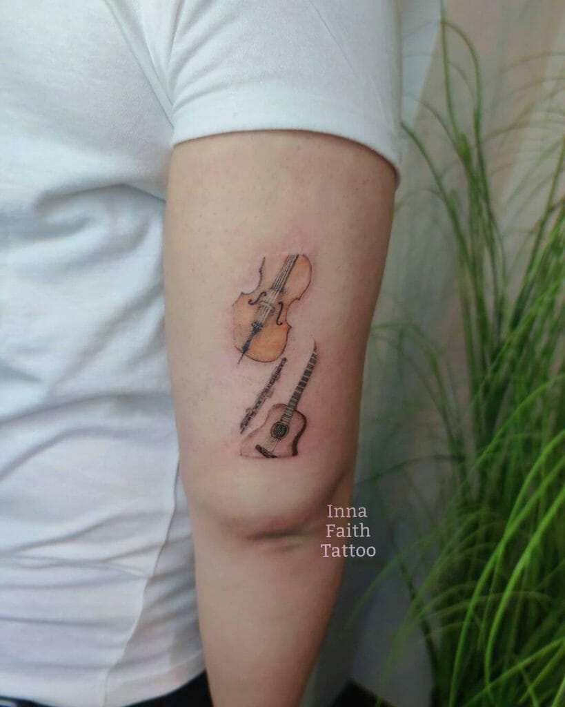 Guitar, Flute And Cello Tattoo