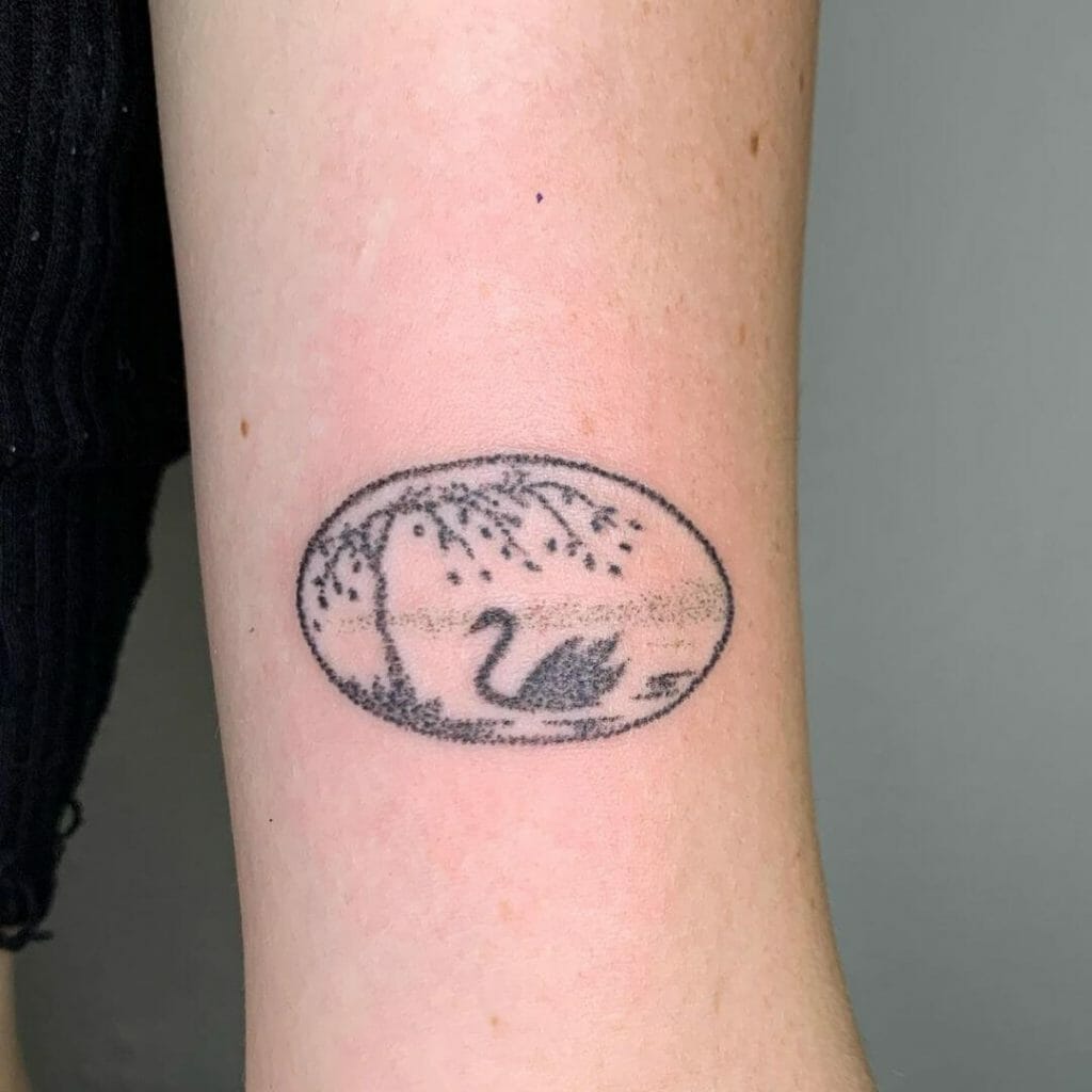 Hand-Poked Small Swan Tattoo Design