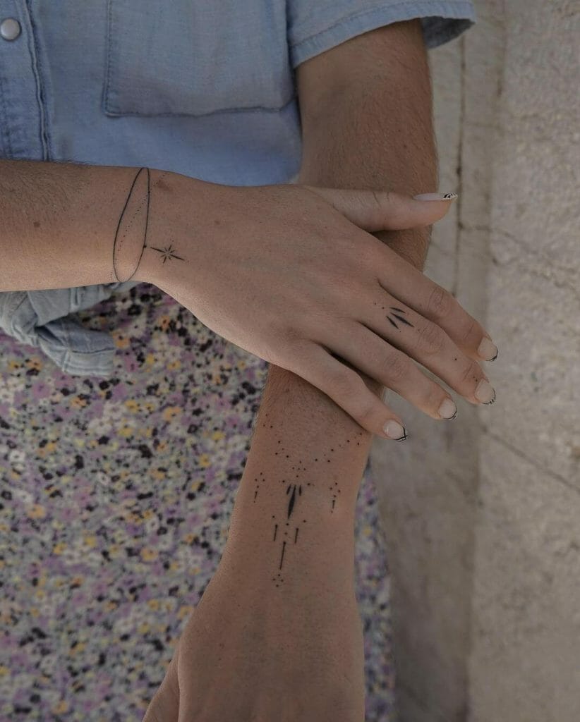 Hand-poked Wrist Bracelet Tattoo